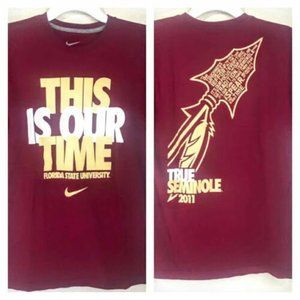 Florida State Mens Nike T-Shirt True Seminole "THIS IS OUR TIME"  2011 Size S